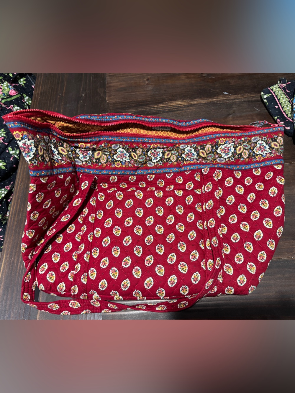 Vera Bradley “red leaf” Quilted Red Patterned Tote Bag